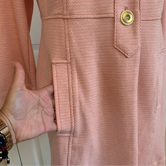 CAbi Take 5 Long Topper Jacket Coat Pink Tweed Button Front Sz M Career Stretch - Picture 9 of 15